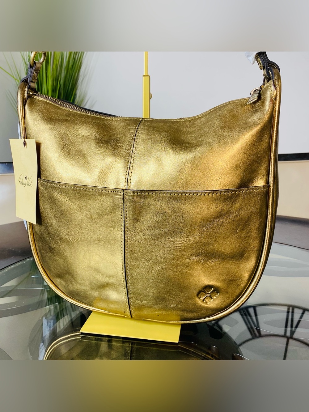 Patricia Nash Chiavari Convertible Hobo Gold Leather Shoulder Crossbody Bag NWT - Picture 3 of 13